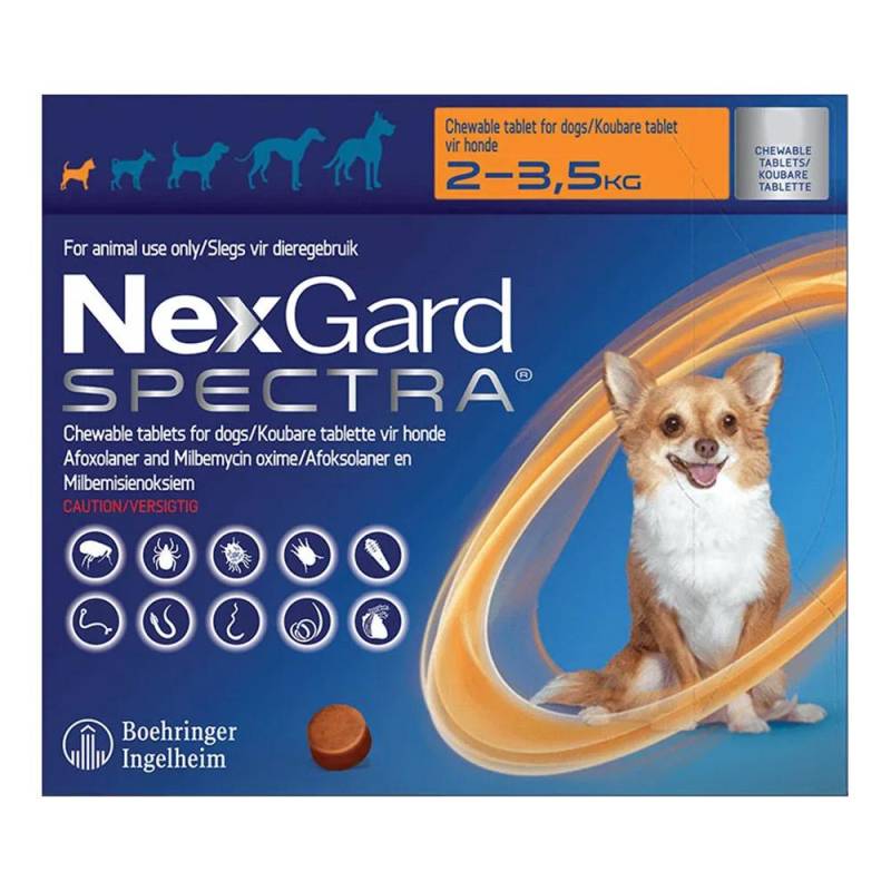 Nexgard Spectra Chewables Orange For Very Small Dogs (2-3.5kg) 6 Pack