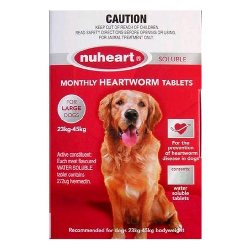 Nuheart Generic Heartgard Tabs For Large Dogs - Nuheart 23 To 45kg (Red) 12 Tablets