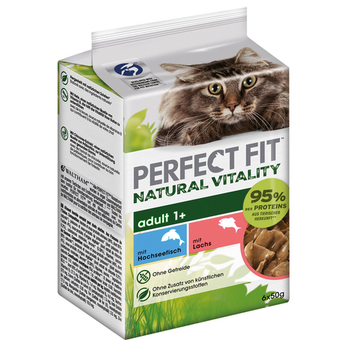 Perfect Fit Natural Vitality Adult 1+ mit Hochseefisch & Lachs 6 x 50 g - 6 Stück Perfect Fit Natural Vitality Adult 1+ mit Hochseefisch & Lachs 6 x 50 g - 6 Stück