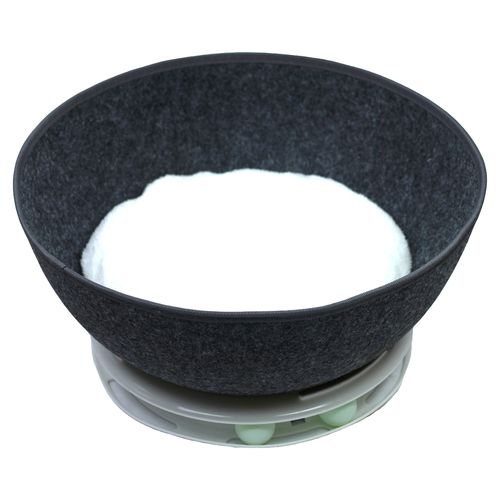 Pettimania Katzenbett Filz mit Ball-Spielschiene dunkelgrau Pettimania Katzenbett Filz mit Ball-Spielschiene dunkelgrau