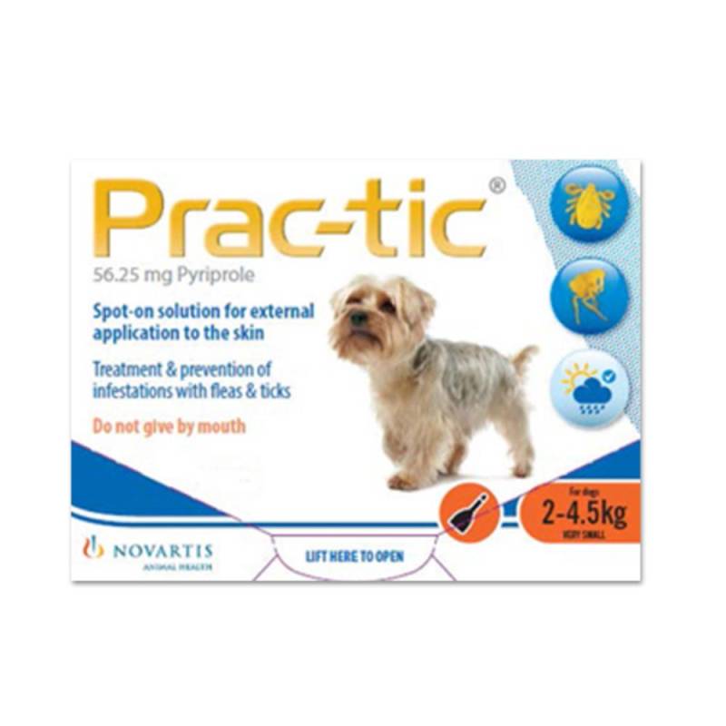 Prac-Tic Spot-On For Very Small Dog (2 - 4.5 Kg) (Orange) 12 Pipettes