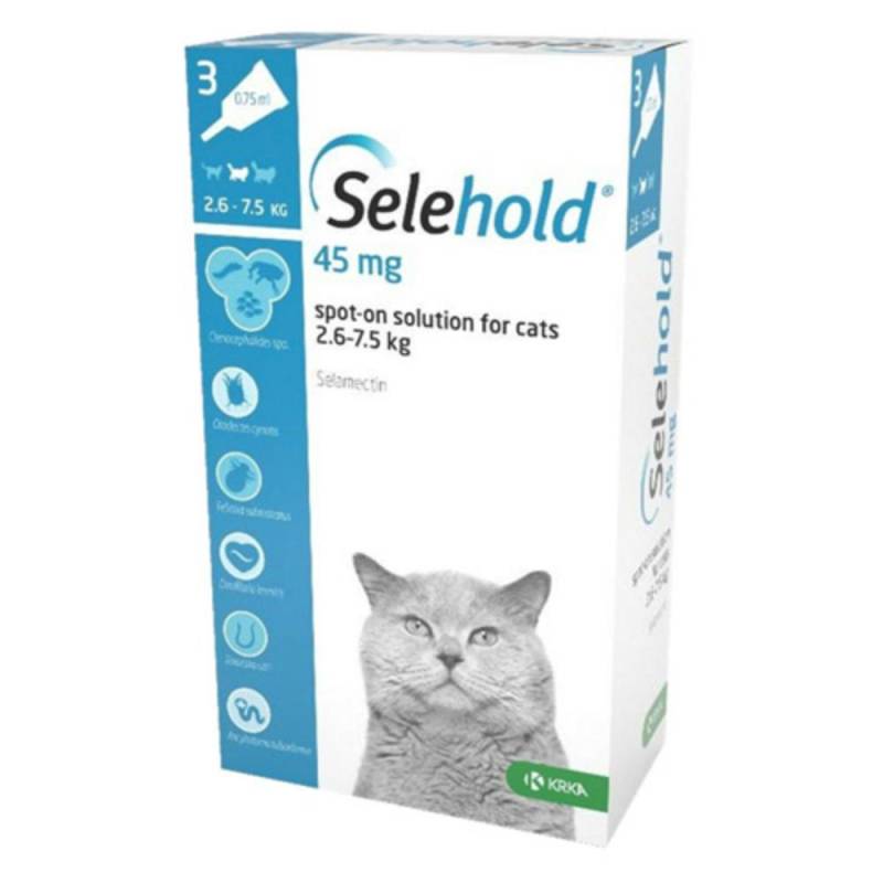 Selehold (Generic Revolution) For Cats 5.5-16.5lbs (Blue) 45mg/0.75ml 12 Pack