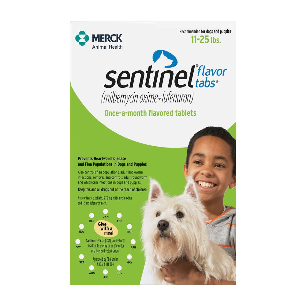 Sentinel For Dogs 11-25 Lbs (Green) 12 Chews