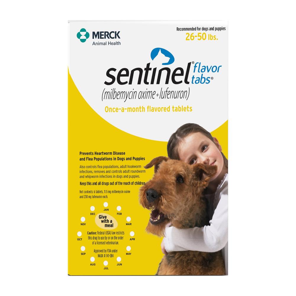 Sentinel For Dogs 26-50 Lbs (Yellow) 3 Chews