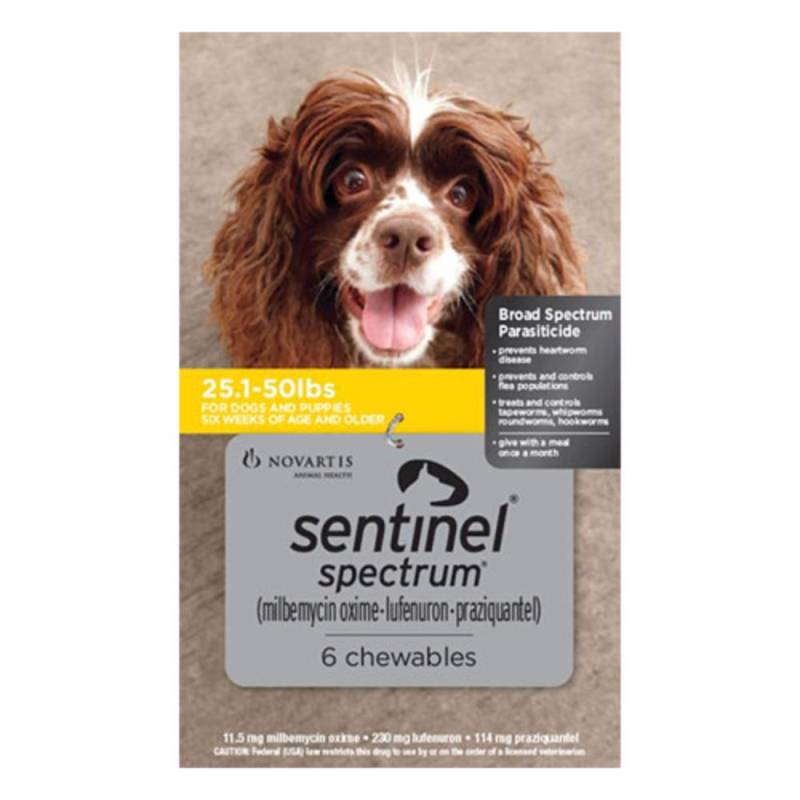 Sentinel Spectrum Tasty Chews For Medium Dogs 11-22kg (25 To 50lbs) Yellow 12 Chews