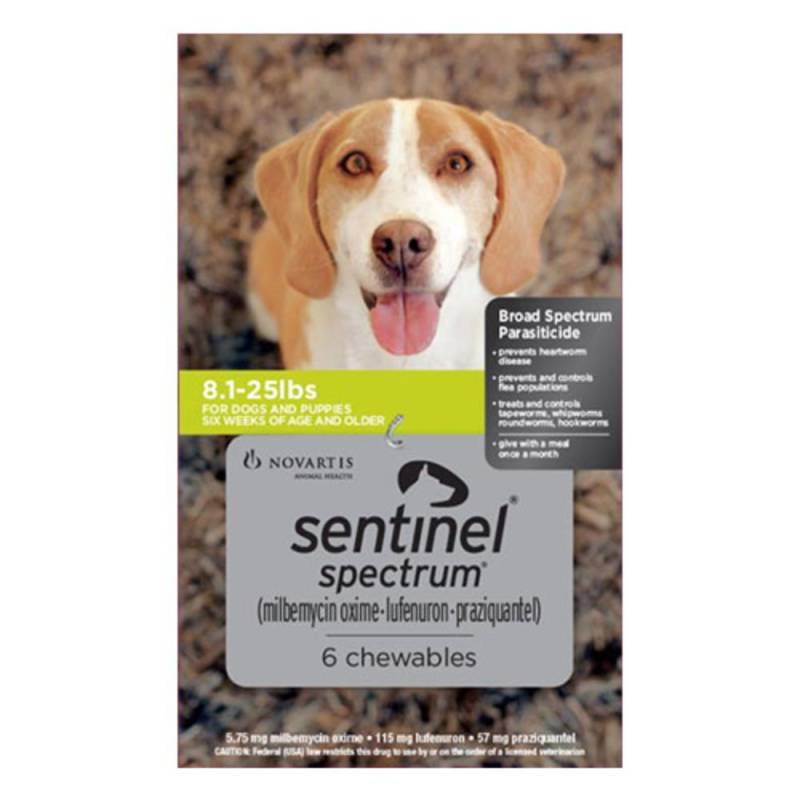 Sentinel Spectrum Tasty Chews For Small Dogs 4-11kg (8 To 25lbs) Green 12 Chews