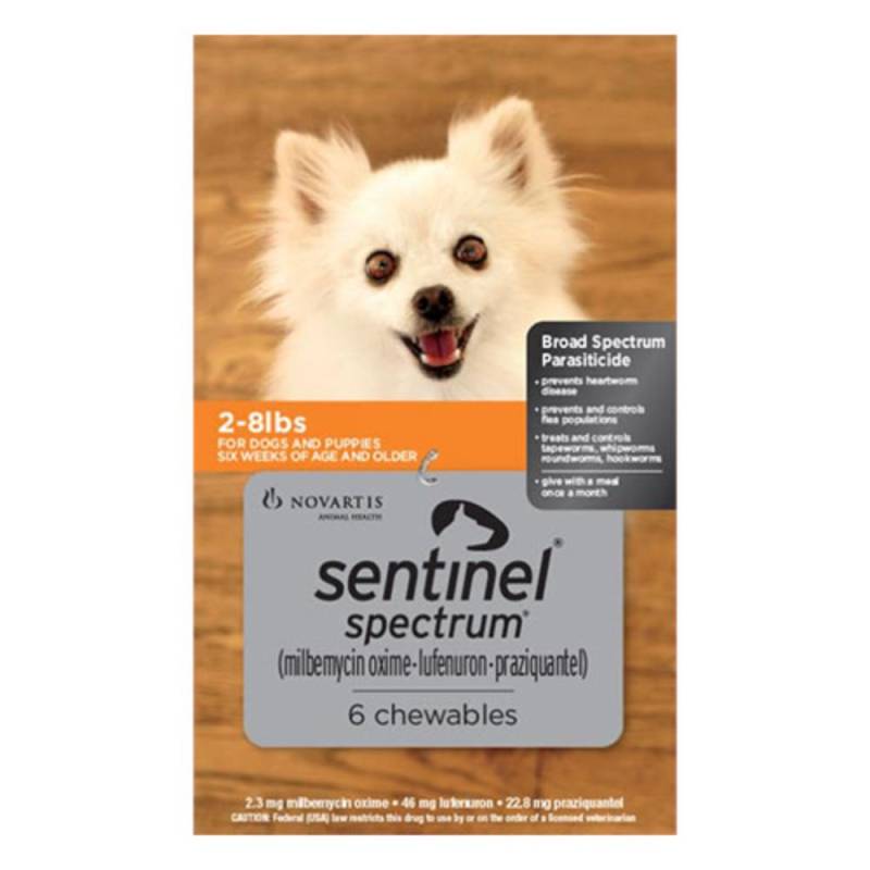 Sentinel Spectrum Tasty Chews For Very Small Dogs Upto 4kg (2 To 8lbs) Orange 12 Chews