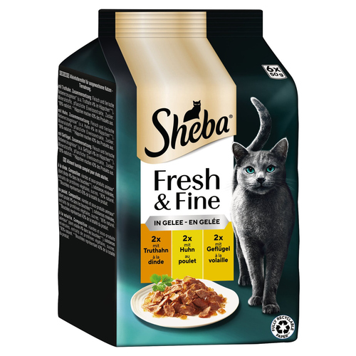 Sheba Multipack Fresh & Fine Truthahn, Huhn & Geflügel in Gelee 6 x 50 g - 6 Stück Sheba Multipack Fresh & Fine Truthahn, Huhn & Geflügel in Gelee 6 x 50 g - 6 Stück