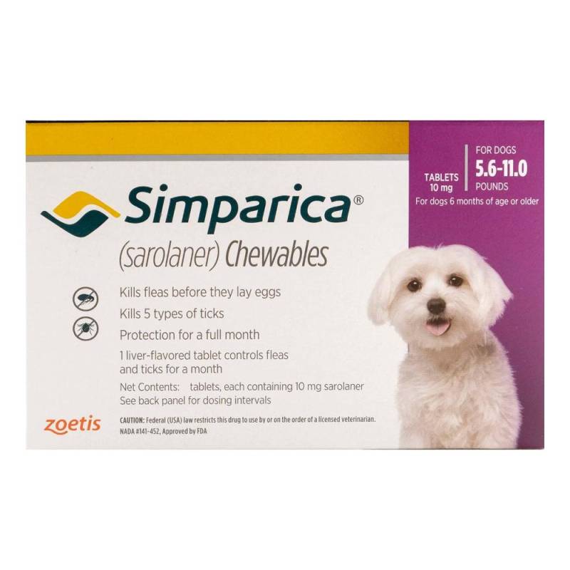 Simparica Chewables For Very Small Dogs 2.5-5kg (5.5 To 11lbs) Purple 3 Doses