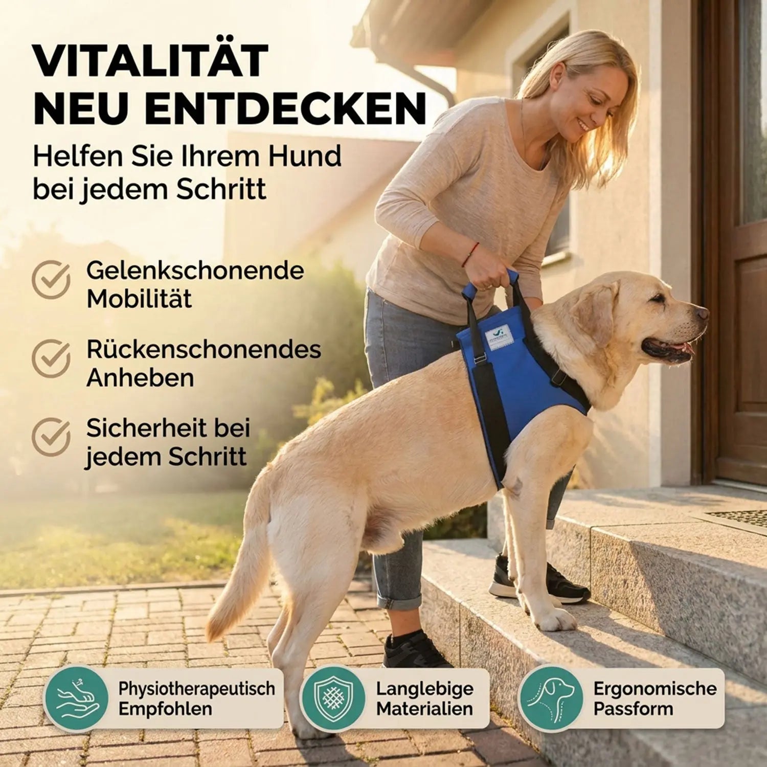 Vordere Tragehilfe für Hunde – M / Blau Vordere Tragehilfe für Hunde – M / Blau