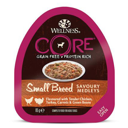 Wellness CORE Small Breed Savoury Medleys Hühnerfleisch, Putenfleisch, Möhren & grünen Bohnen 85 g - 12 Stück Wellness CORE Small Breed Savoury Medleys Hühnerfleisch, Putenfleisch, Möhren & grünen Bohnen 85 g - 12 Stück