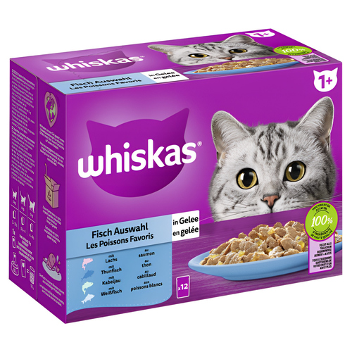 Whiskas Multipack 1+ Fisch Auswahl in Gelee 12 x 85 g - 4 Stück Whiskas Multipack 1+ Fisch Auswahl in Gelee 12 x 85 g - 4 Stück