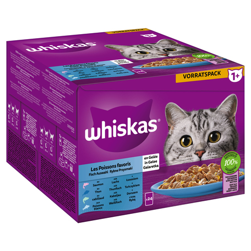 Whiskas Multipack 1+ Fisch Auswahl in Gelee 24 x 85 g - 2 Stück Whiskas Multipack 1+ Fisch Auswahl in Gelee 24 x 85 g - 2 Stück