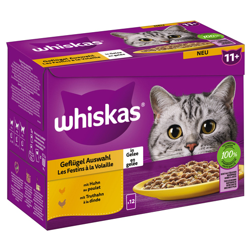 Whiskas Multipack 11+ Geflügel Auswahl in Gelee 12 x 85 g - 4 Stück Whiskas Multipack 11+ Geflügel Auswahl in Gelee 12 x 85 g - 4 Stück