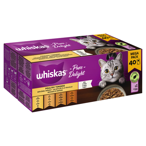 Whiskas Multipack Mega Pack PURE DELIGHT Geflügel Ragout in Gelee 40 x 85 g Whiskas Multipack Mega Pack PURE DELIGHT Geflügel Ragout in Gelee 40 x 85 g