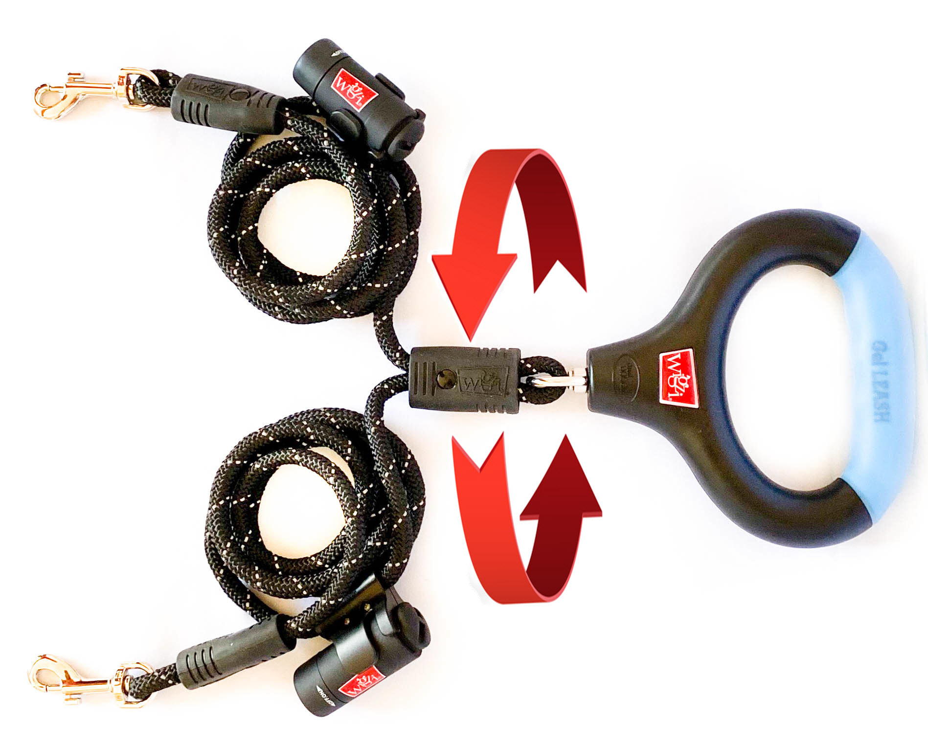 Wigzi Hundehalsbänder - Dual Doggie Gel Leash with Lights Wigzi Hundehalsbänder - Dual Doggie Gel Leash with Lights