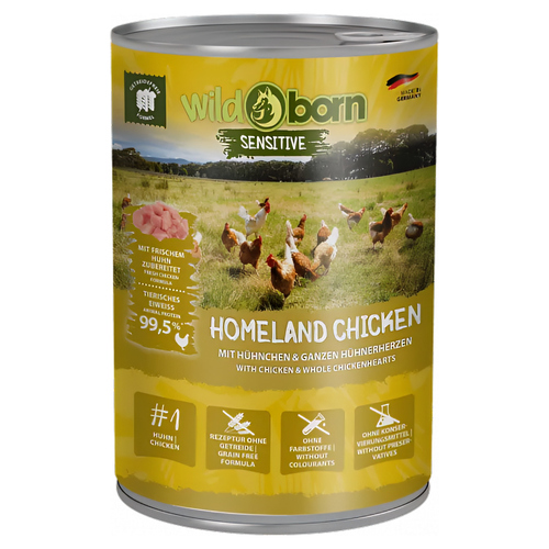 Wildborn Homeland Chicken mit Hühnchen & ganzen Hühnerherzen 400 g Wildborn Homeland Chicken mit Hühnchen & ganzen Hühnerherzen 400 g