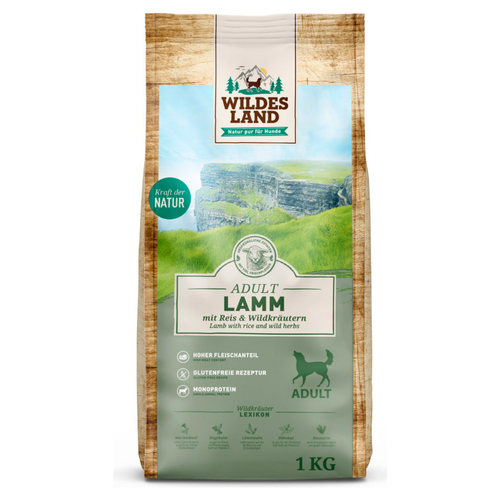 Wildes Land Adult Lamm mit Reis und Wildkräutern 1 kg Wildes Land Adult Lamm mit Reis und Wildkräutern 1 kg