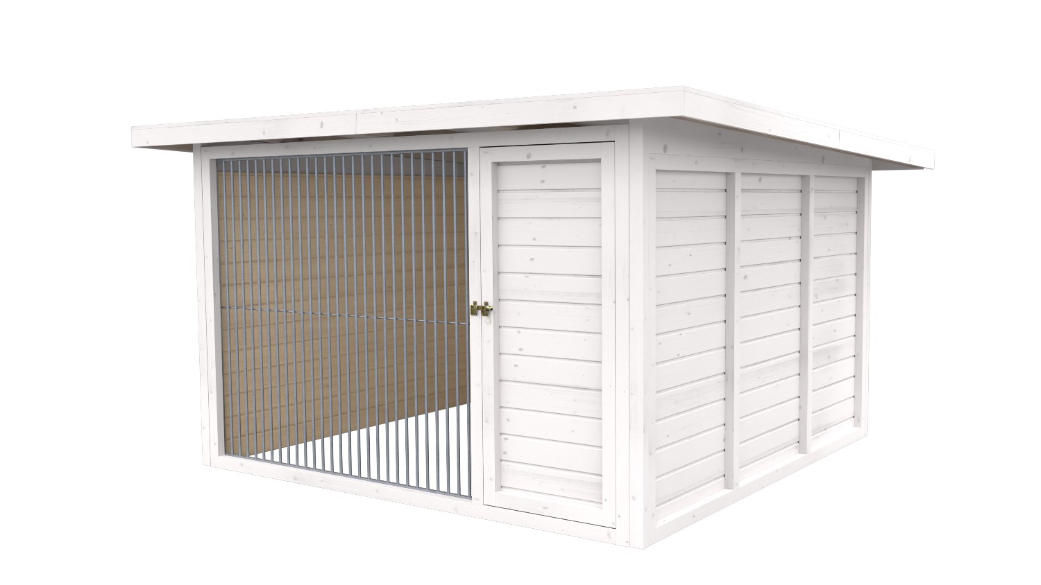 Winterberg-Luxus Holzzwinger mit Pultdach 3 x 3 m | weiß lasiert | Rohrstab Abs... Winterberg-Luxus Holzzwinger mit Pultdach 3 x 3 m | weiß lasiert | Rohrstab Abs...