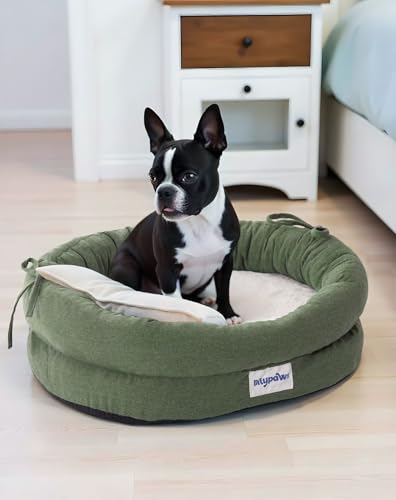 bilypaws Orthopädisches Hundebett für kleine Hunde, kaufestes Haustier-Sofabett mit Eierkisten-Schaumstoff, 4-seitige Nackenrolle, abnehmbarer, waschbarer Bezug und rutschfester Unterseite, klein, von bilypaws