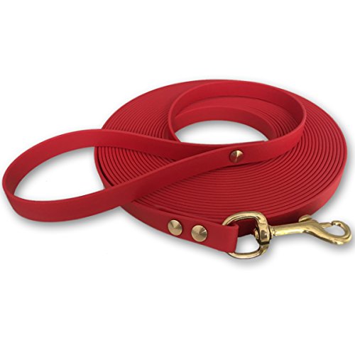 Schleppleine 9mm aus Beta BioThane® 15 Meter lang in Rot mit Handschlaufe und Messingkarabiner von bio-leine