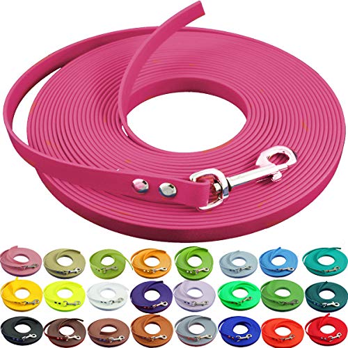 bio-leine Schleppleine 12mm aus Biothane - 15,0 m in Neonpink I Hundeleine ohne Handschlaufe für kleine und große Hunde - Wasserabweisende Leine von bio-leine