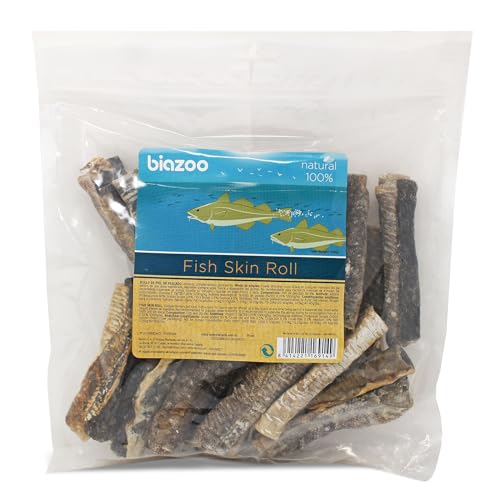 Biazoo Fischfellrolle, 500 g, Snacks für Hunde, geeignet für alle Rassen und Größen, hoher Proteingehalt von biozoo