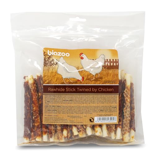 Biazoo Sticks aus geflochtenem Leder mit Huhn, 500 g, für Hunde, geeignet für alle Rassen und Größen, sehr verdaulich und mit hohem Proteingehalt. von biozoo