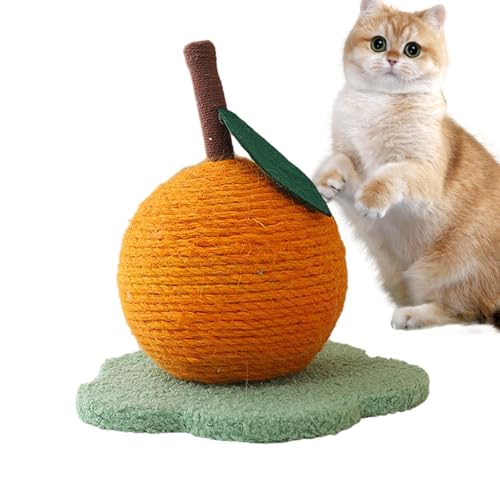 biteatey Katzen-Sisalball, Sisalball-Katzenspielzeug | Orangefarbener Katzenkratzer | Sisal-Kratzball, Katzenballspielzeug, lustiger Krallenball für Katzen, unterhaltsames Katzenspielzeug von biteatey