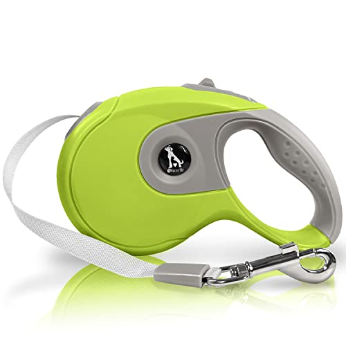 BLUZELLE Hundeleine für Kleine und Große Hunde Ausziehbar, Rollleine 3m/5m/8m mit 360 Grad Karabiner-Haken aus Metall, Ergonomischer Griff, Flexibles Nylon Band, Größe:3 Meter, Farbe:Grün von bluzelle