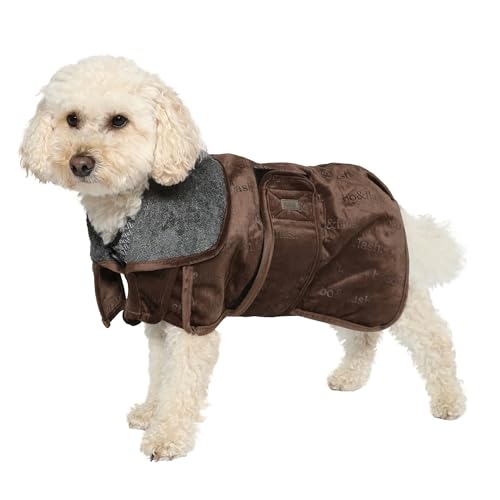 bo&flash Designer Hundebademantel Ashville Taupe XL – Ergonomischer Bademantel Hund in Premium Qualität – Super saugfähiger & langlebiger Hunde Bademantel – Waschbare Hunde Bademäntel von bo&flash