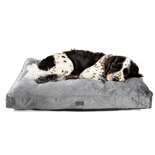 Bo & Flash Design Hundekissen für große Hunde – Trendige Liegematte Madison – Waschbar und ohne Schadstoffe – Liegekissen Flach mit Anti-Rutsch-Beschichtung – XL 80 X 120 X 12 cm – Dark Grey von bo&flash