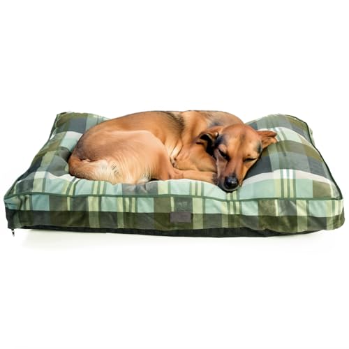 Bo & Flash Design Hundekissen für große Hunde – Trendige Liegematte Madison – Waschbar und ohne Schadstoffe – Liegekissen Flach mit Anti-Rutsch-Beschichtung – XL 80 X 120 X 12 cm – Frank von bo&flash