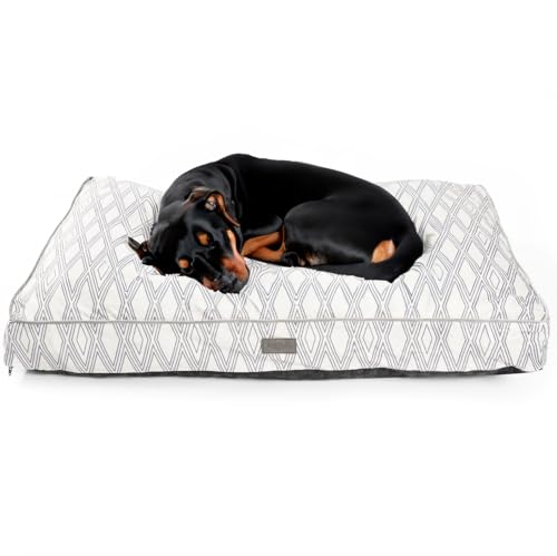 Bo & Flash Design Hundekissen für große Hunde – Trendige Liegematte Madison – Waschbar und ohne Schadstoffe – Liegekissen Flach mit Anti-Rutsch-Beschichtung – XL 80 X 120 X 12 cm – Ruby von bo&flash