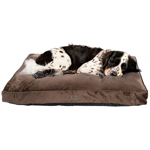 Bo & Flash Design Hundekissen für große Hunde – Trendige Liegematte Madison – Waschbar und ohne Schadstoffe – Liegekissen Flach mit Anti-Rutsch-Beschichtung – XL 80 X 120 X 12 cm – Taupe von bo&flash