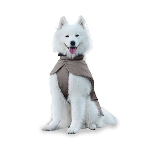 bo&flash Hunde Wintermantel Seattle Taupe Gr. XL – Wasserdichter Hundemantel – gefütterter Hundemantel mit stylischem Design – Hunde Wintermantel mit Bauchschutz & reflektierenden Nähten von bo&flash