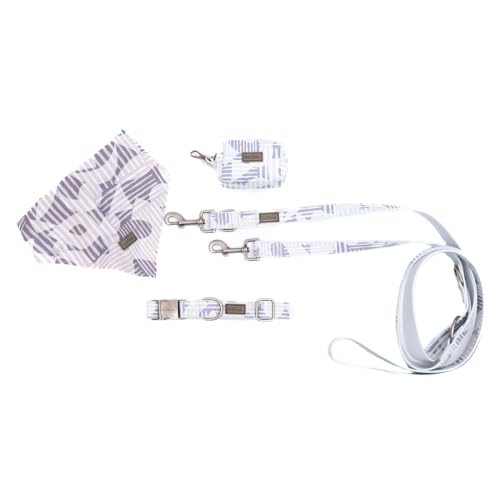 bo&flash Hundeleinen Set Charleston für große Hunde – Bequemes Hundehalsband mit 2,5 m Leine – 4 tlgs. Set aus veganem Leder mit verstellbarem Halsband und charmantem Halstuch – Peter – L von bo&flash