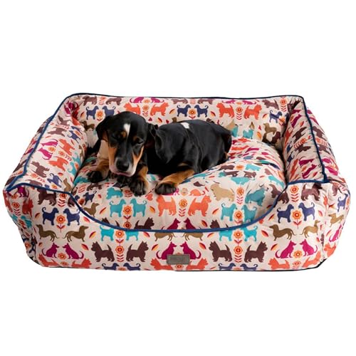 bo&flash Kuscheliges Hundebett Austin “Marielle” - M - Hundesofa für kleine Hunde & große Hunde – Design Hundebett waschbar – gelenkschonendes Hundebett mit Anti-Rutsch-Beschichtung von bo&flash