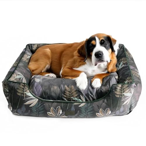 bo&flash Kuscheliges Hundebett Groß – Trendiges Hundekörbchen Austin – Hundesofa Gelenkschonend und Waschbar für kleine Hunde – M 60 X 70 X 23 cm – Quadratisch mit Rand – Max von bo&flash