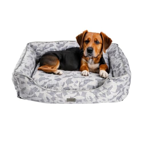 bo&flash Kuscheliges Hundebett Groß – Trendiges Hundekörbchen Austin – Hundesofa Gelenkschonend und Waschbar für kleine Hunde – M 60 X 70 X 23 cm – Quadratisch mit Rand – Peter von bo&flash