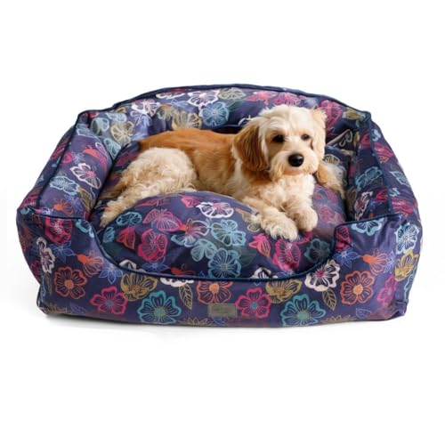 bo&flash Kuscheliges Hundebett Groß – Trendiges Hundekörbchen Austin – Hundesofa Gelenkschonend und Waschbar für Kleine Hunde – M 60 X 70 X 23 cm – Quadratisch mit Rand – Sofie von bo&flash