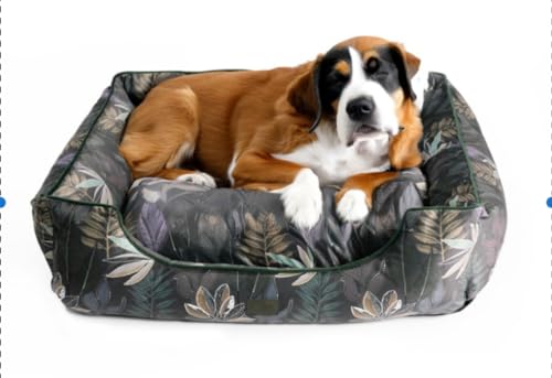 bo&flash Kuscheliges Hundebett Groß – Trendiges Hundekörbchen Austin – Hundesofa Gelenkschonend und Waschbar für mitttelgroße Hunde – L 70 X 90 X 25 cm – Quadratisch mit Rand – Max von bo&flash