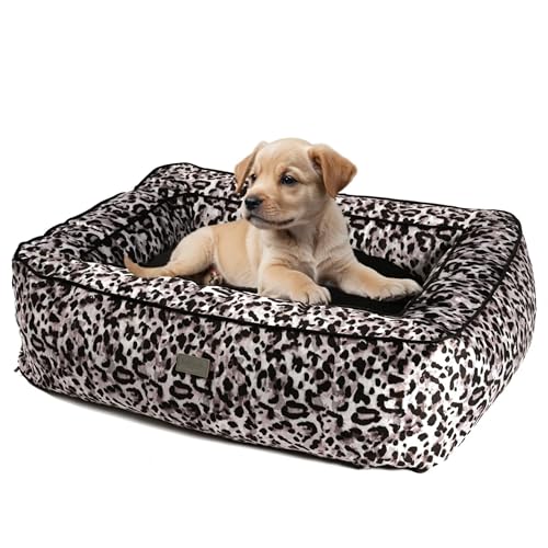 bo&flash Kuscheliges Hundebett Boise “Claudelle” - L – Hundesofa für kleine Hunde & große Hunde – Design Hundebett waschbar – gelenkschonendes Hundebett mit Anti-Rutsch-Beschichtung von bo&flash