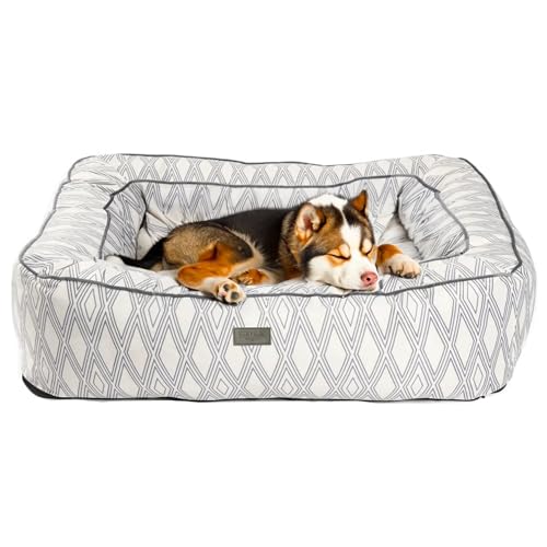 bo&flash Kuscheliges Hundebett Boise “Ruby” - L – Hundesofa für kleine Hunde & große Hunde – Design Hundebett waschbar – gelenkschonendes Hundebett mit Anti-Rutsch-Beschichtung von bo&flash