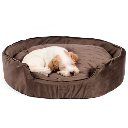 bo&flash Kuscheliges Hundebett San Diego Taupe XL – Hundesofa für kleine Hunde & große Hunde – Design Hundebett waschbar – gelenkschonendes Hundebett mit Anti-Rutsch-Beschichtung von bo&flash