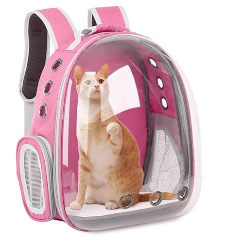 bolukets Haustier Hunde Katzen Rucksack Raumkapsel,Tragbar Netz Transportrucksack Atmungsaktive Transporttasche Katzenrucksack für Katzen Kleine Hunde Haustiere Reisen,42x35x25cm(rosa) von bolukets