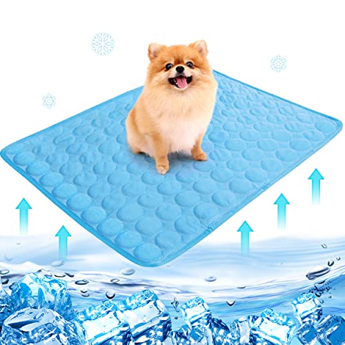 bolukets Kühlmatte Hunde Katzen Groß Kühl Hundematte Bett Ungiftiges Gel Selbstkühlende Kühldecke Kühlkissen Wiederverwendbare Waschbar Kaltgelpad Haustier Matte Hundedecke Eismatte(Blau，150x100cm) von bolukets