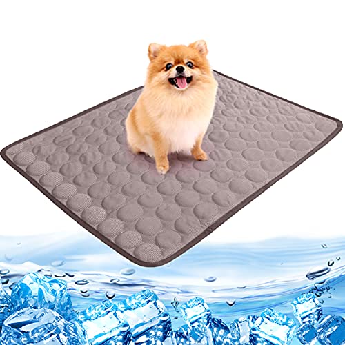 bolukets Kühlmatte Hunde Katzen Groß Kühl Hundematte Bett Ungiftiges Gel Selbstkühlende Kühldecke Kühlkissen Wiederverwendbare Waschbar Kaltgelpad Haustier Matte Hundedecke Eismatte(braun，150x100cm) von bolukets