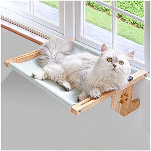 bonitacrylic Katzen-Fenstersitz, verstellbar, für den Innenbereich, Kätzchen-Hängematte, Bett, robust, nicht saugen, nicht bohrend, massives Holzregal, langlebig, hält 18 kg, Nachttisch, Schublade von bonitacrylic