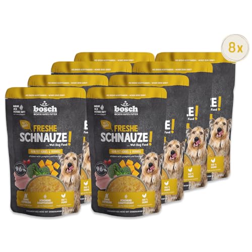 Bosch Freshe Schnauze, Huhn mit Kürbis und Brokkoli 8 x 250 g, Schonend Dampfgegartes Nassfutter für Hunde, Vollwertiges Alleinfuttermittel mit hohem Fleischgehalt, 8 x 250 g Hundenassfutter von bosch TIERNAHRUNG